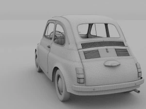 fiat 500d nuova 1960 with interior hdri 3D Model