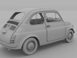 fiat 500d nuova 1960 with interior hdri 3D Model