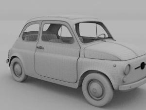 fiat 500d nuova 1960 with interior hdri 3D Model