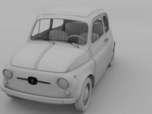 fiat 500d nuova 1960 with interior hdri 3D Model