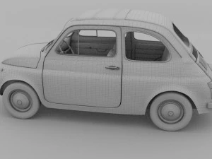 fiat 500d nuova 1960 with interior hdri 3D Model