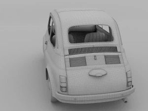 fiat 500d nuova 1960 with interior hdri 3D Model