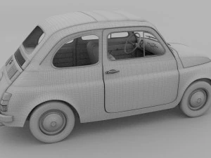 fiat 500d nuova 1960 with interior hdri 3D Model
