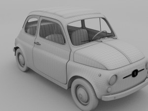 fiat 500d nuova 1960 with interior hdri 3Dモデル