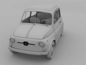 fiat 500d nuova 1960 with interior hdri 3D Model