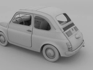 fiat 500d nuova 1960 with interior hdri 3D Model