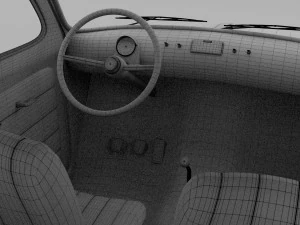 fiat 500d nuova 1960 with interior hdri 3D Model