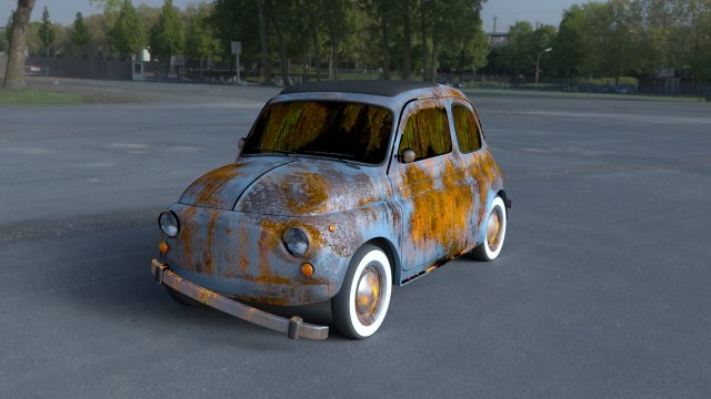 fiat 500 nuova 1957 rusty hdri Model 3D .c4d .max .obj .3ds .fbx .stl .blend 