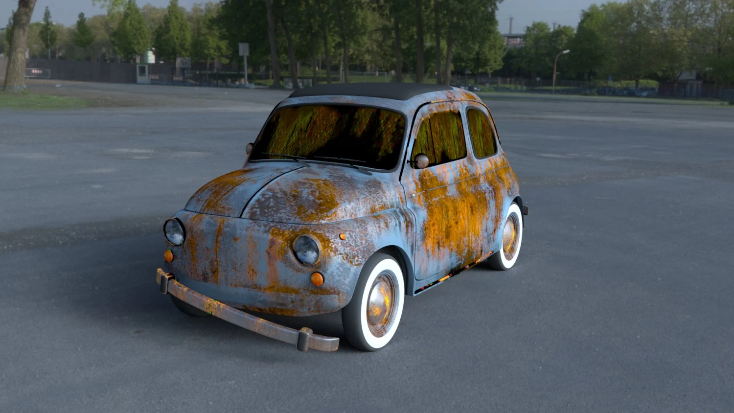 fiat 500 nuova 1957 rusty hdri 3D Model .c4d .max .obj .3ds .fbx .stl .blend