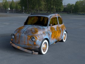 fiat 500 nuova 1957 rusty hdri 3D Model