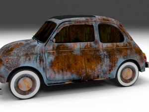 fiat 500 nuova 1957 rusty hdri Model 3D