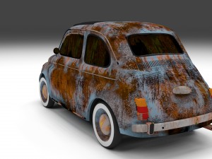 fiat 500 nuova 1957 rusty hdri Model 3D