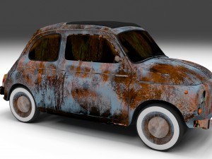 fiat 500 nuova 1957 rusty hdri Model 3D