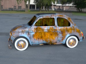 fiat 500 nuova 1957 rusty hdri Model 3D