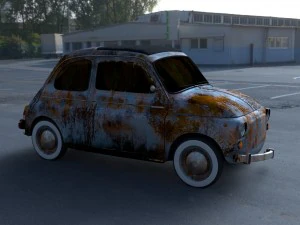 fiat 500 nuova 1957 rusty hdri 3D Model