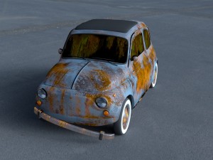 fiat 500 nuova 1957 rusty hdri Model 3D