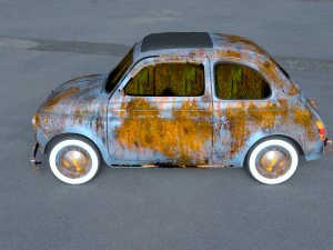 fiat 500 nuova 1957 rusty hdri 3D Model