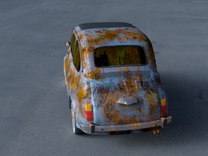 fiat 500 nuova 1957 rusty hdri Model 3D