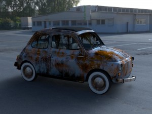 fiat 500 nuova 1957 with interior rusty hdri 3D Model