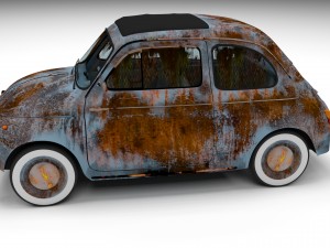fiat 500 nuova 1957 with interior rusty hdri 3D Model