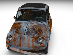 fiat 500 nuova 1957 with interior rusty hdri 3D Model