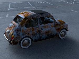 fiat 500 nuova 1957 with interior rusty hdri 3D Model