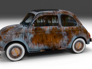 fiat 500 nuova 1957 with interior rusty hdri 3D Model