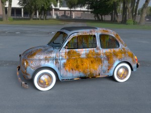 fiat 500 nuova 1957 with interior rusty hdri 3D Model