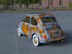 fiat 500 nuova 1957 with interior rusty hdri 3D Model