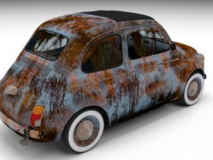 fiat 500 nuova 1957 with interior rusty hdri 3D Model