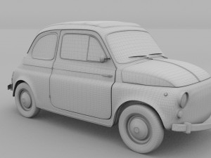 fiat 500 nuova 1957 with interior rusty hdri 3D Model