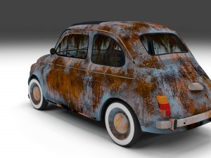 fiat 500 nuova 1957 with interior rusty hdri 3D Model