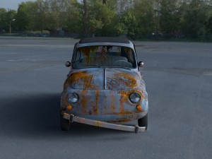 fiat 500 nuova 1957 with interior rusty hdri 3D Model