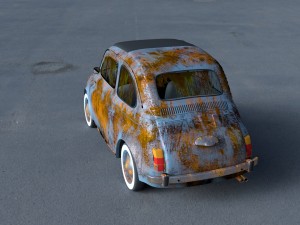fiat 500 nuova 1957 with interior rusty hdri 3D Model