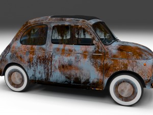 fiat 500 nuova 1957 with interior rusty hdri 3D Model
