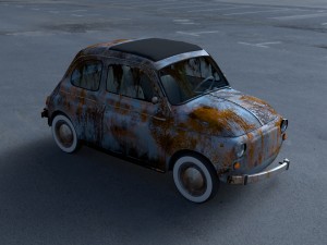 fiat 500 nuova 1957 with interior rusty hdri 3D Model
