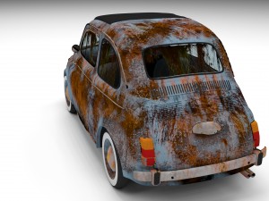 fiat 500 nuova 1957 with interior rusty hdri 3D Model