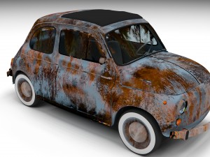 fiat 500 nuova 1957 with interior rusty hdri 3D Model