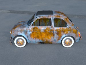fiat 500 nuova 1957 with interior rusty hdri 3D Model
