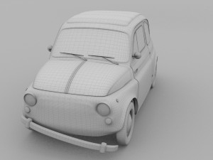 fiat 500 nuova 1957 with interior rusty hdri 3D Model