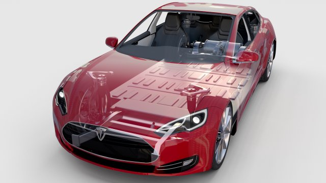tesla model s with chassis-interior rev 3D Model .c4d .max .obj .3ds .fbx .stl .blend 