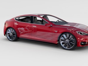 tesla model s with chassis-interior rev 3D Model