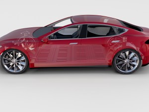 tesla model s with chassis-interior rev 3D Model