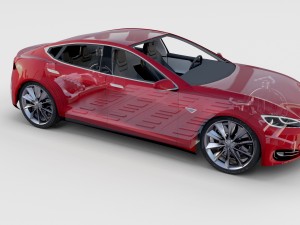 tesla model s with chassis-interior rev 3D Model