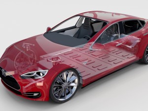 tesla model s with chassis-interior rev 3D Model