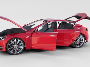 tesla model s with chassis-interior rev 3D Model