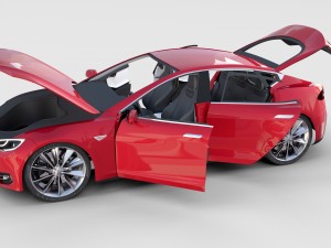 tesla model s with chassis-interior rev 3D Model