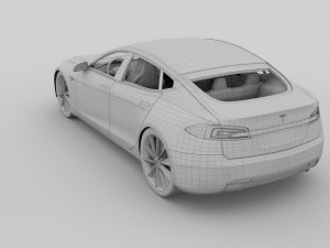 tesla model s with chassis-interior rev 3D Model