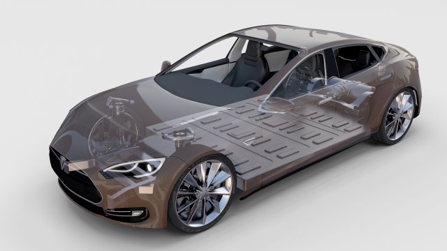 tesla model s with chassis-interior rev 3D Model .c4d .max .obj .3ds .fbx .stl .blend 