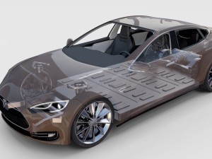 tesla model s with chassis-interior rev 3D Model